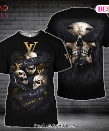 Louis Vuitton Black Background Skullcap Brand 3D T-Shirt Limited Edition