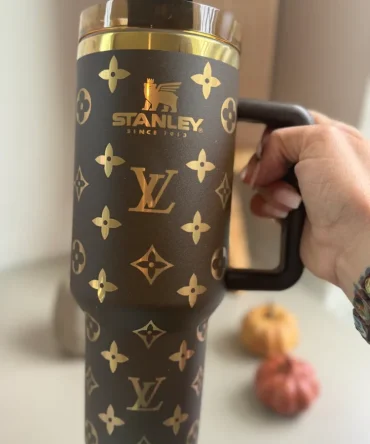 Louis Vuitton Lv Chocolate Gold Stanley Tumbler 40Oz - Luxury Tumbler