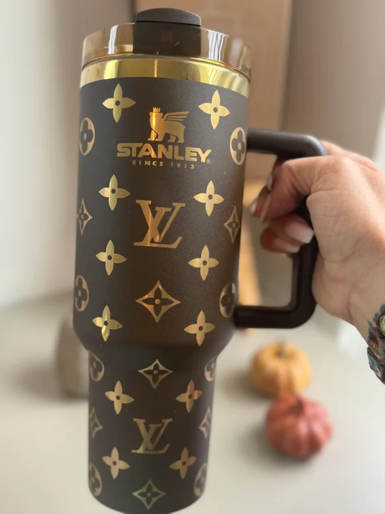 Louis Vuitton Lv Chocolate Gold Stanley Tumbler 40Oz - Luxury Tumbler