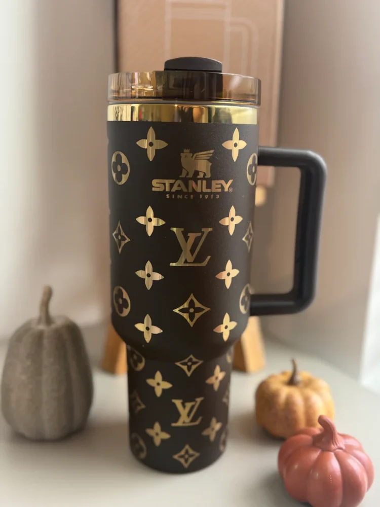 Louis Vuitton Lv Chocolate Gold Stanley Tumbler 40Oz - Luxury Tumbler - Image 5