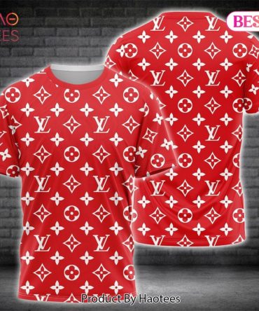 Louis Vuitton Brand Full Red Color Full Printing 3D T-Shirt Limited Edition
