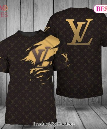 Louis Vuitton Brand Printing Full Logo Mix Dark Color 3D T-Shirt