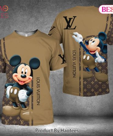 Louis Vuitton Mickey Mouse Brand Brown Color 3D T-Shirt
