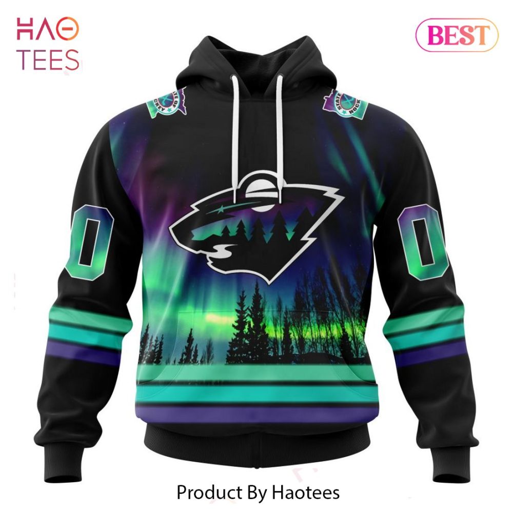 Nhl Minnesota Wild Special Design With Northern Lights Hoodie