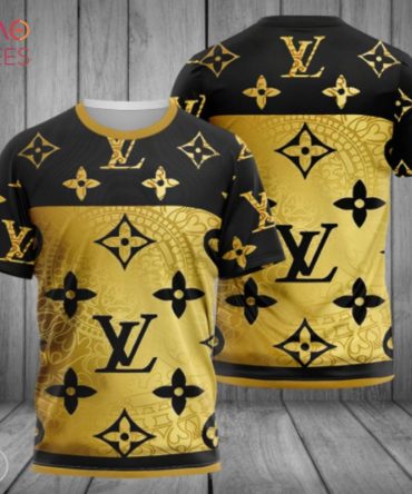 Louis Vuitton Luxury Gold Black 3D T-Shirt