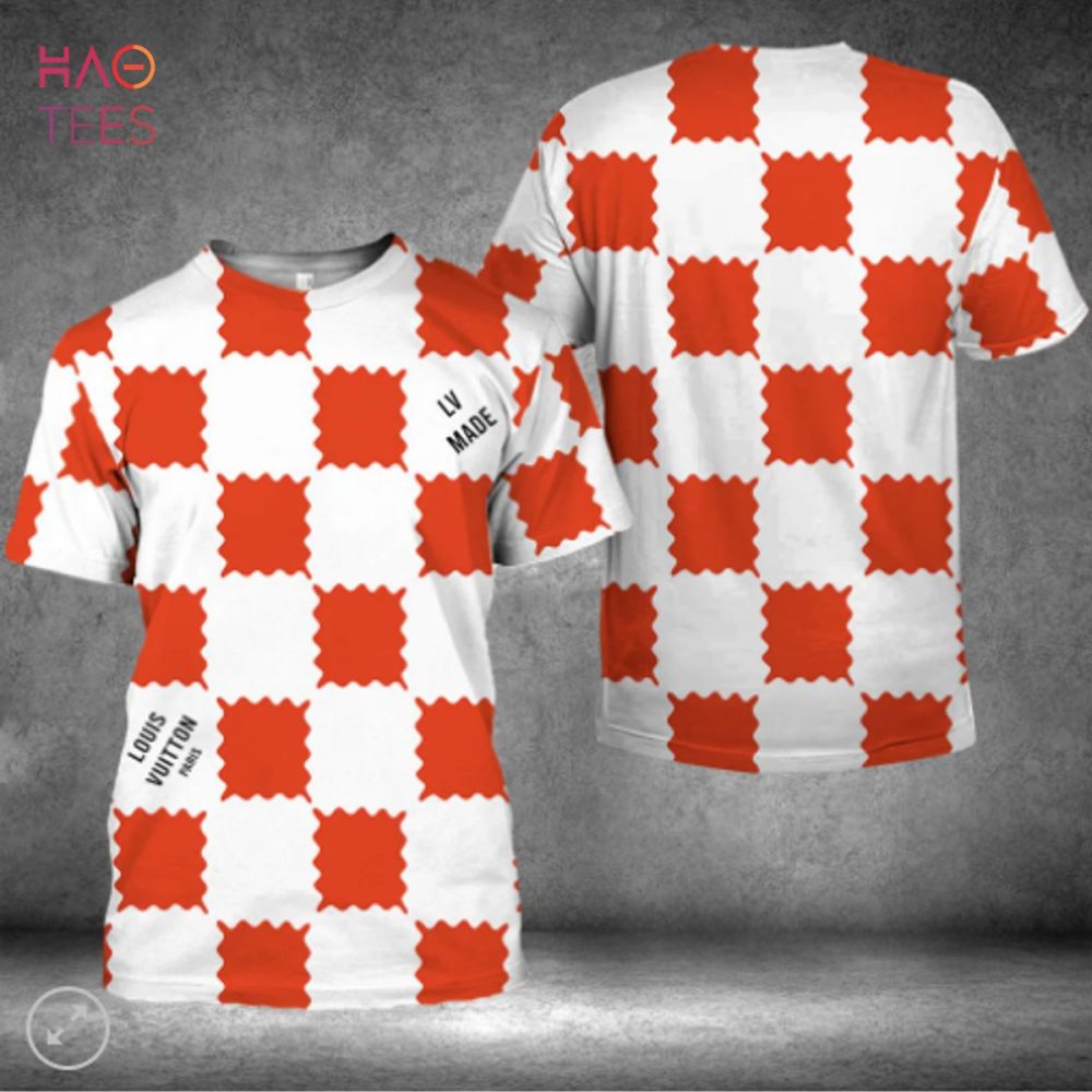 Louis Vuitton Luxury White Orange 3D T-Shirt