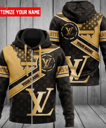 Louis Vuitton Black Mix Gold Luxury 3D Hoodie Limited Edition