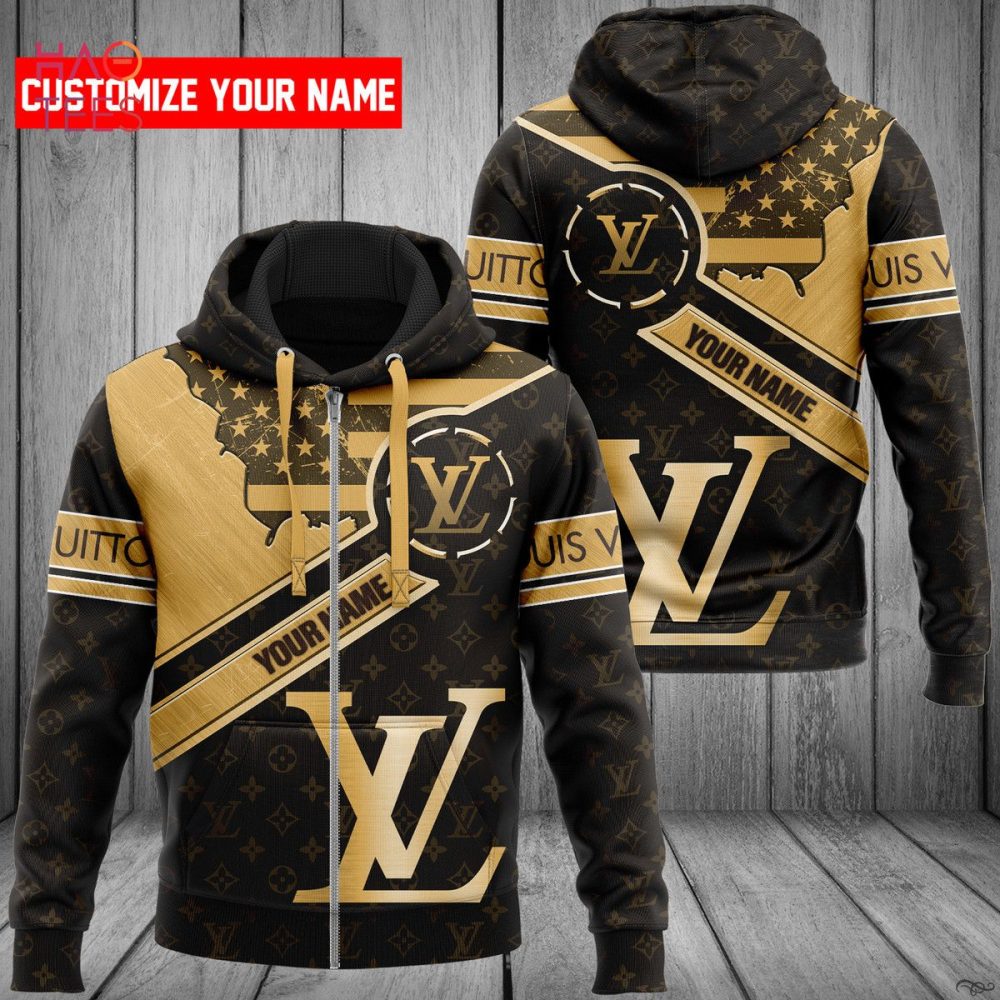 Louis Vuitton Black Mix Gold Luxury 3D Hoodie Limited Edition