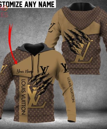 Louis Vuitton Dark Brown Luxury 3D Hoodie Limited Edition