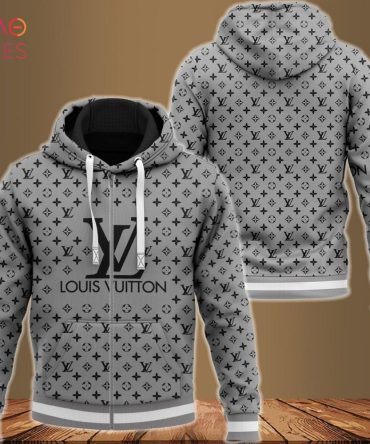 Louis Vuitton Luxury Brand Full Grey Color Hoodie Pod Design
