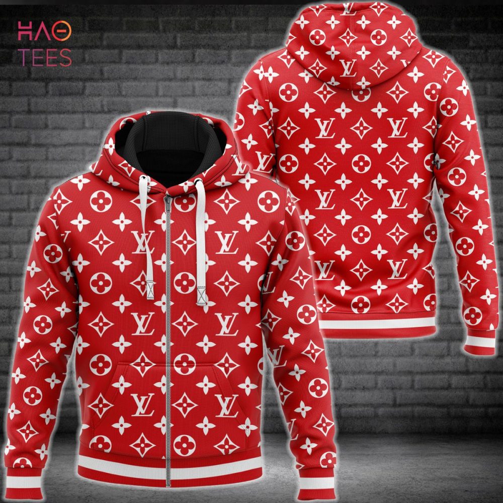 Louis Vuitton Red Luxury 3D Hoodie Limited Edition
