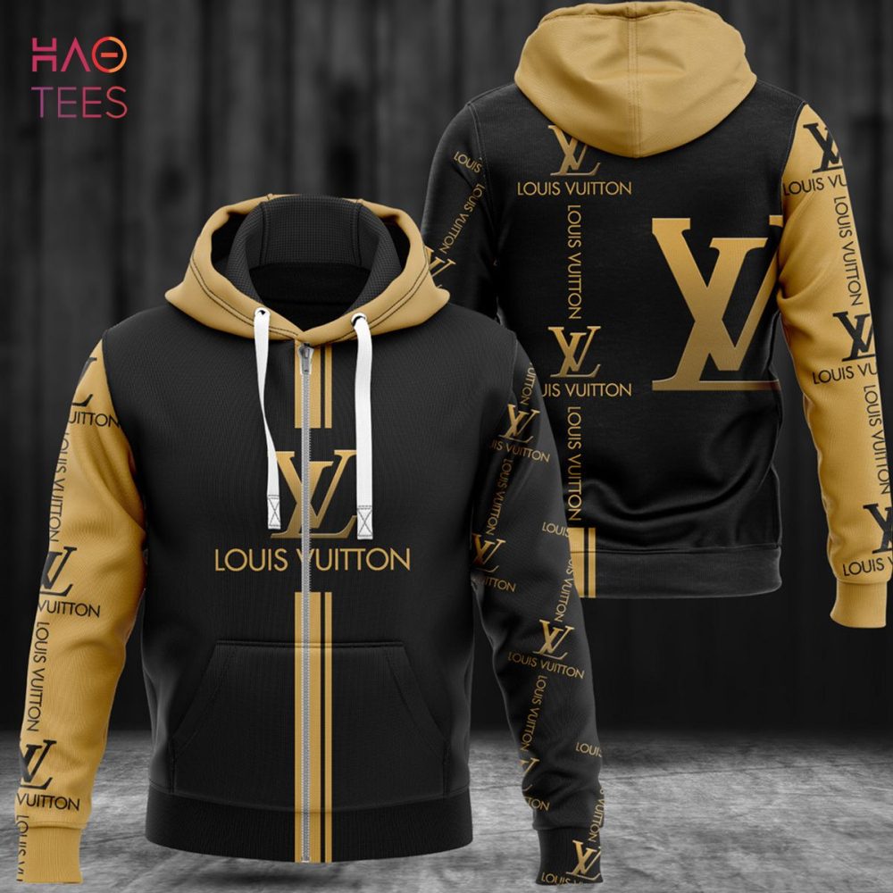 Louis Vuitton Black Gold Luxury Hoodie Pod Design