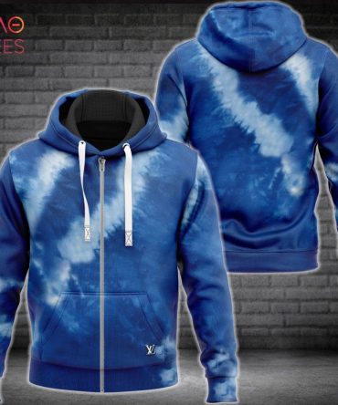 Louis Vuitton Tie Dye Blue Luxury Hoodie Limited Edition