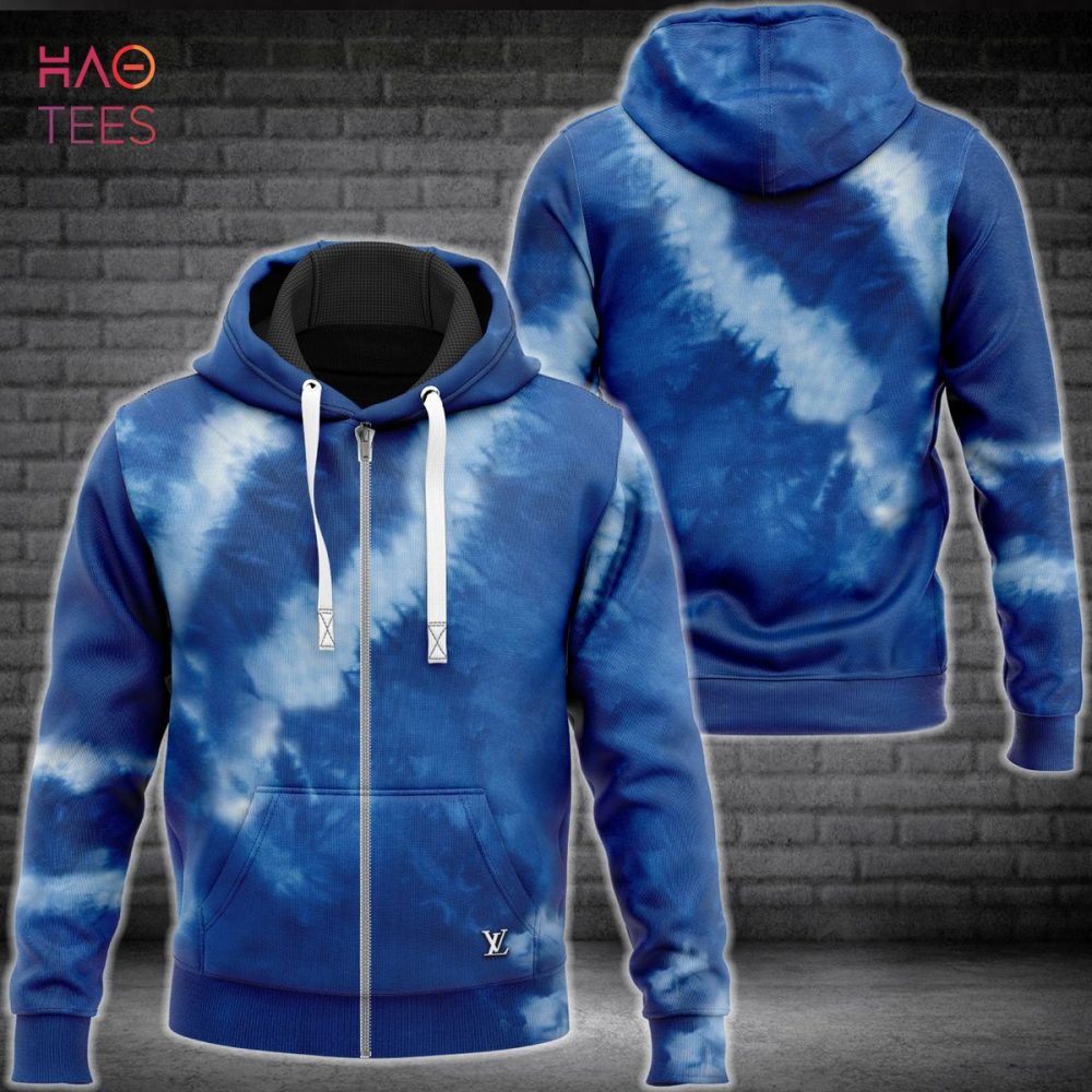 Louis Vuitton Tie Dye Blue Luxury Hoodie Limited Edition