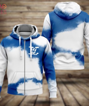 Louis Vuitton Tie Dye Blue Mix White Luxury Hoodie Limited Edition