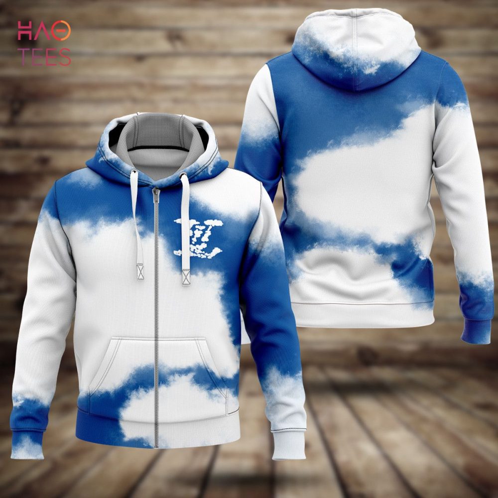 Louis Vuitton Tie Dye Blue Mix White Luxury Hoodie Limited Edition