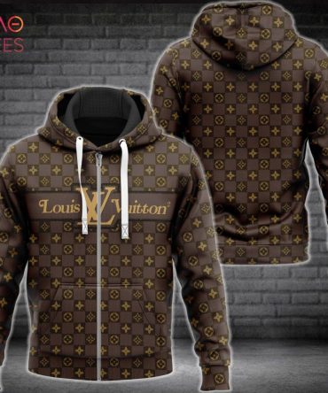 Louis Vuitton Luxury Brand Full Brown 3D Hoodie Limited Edition
