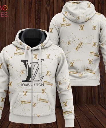 Louis Vuitton Full White Color Luxury 3D Hoodie Pod Design