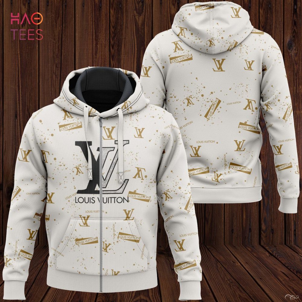 Louis Vuitton Full White Color Luxury 3D Hoodie Pod Design