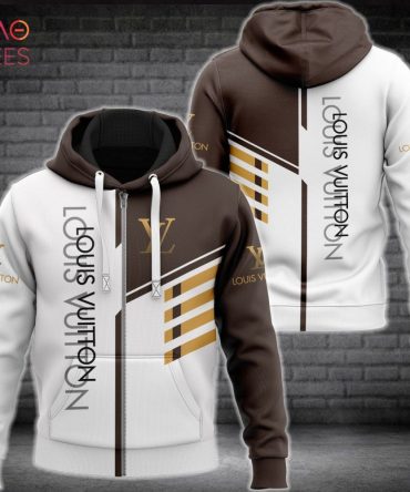 Louis Vuitton White Mix Dark Brown Luxury Hoodie Limited Edition