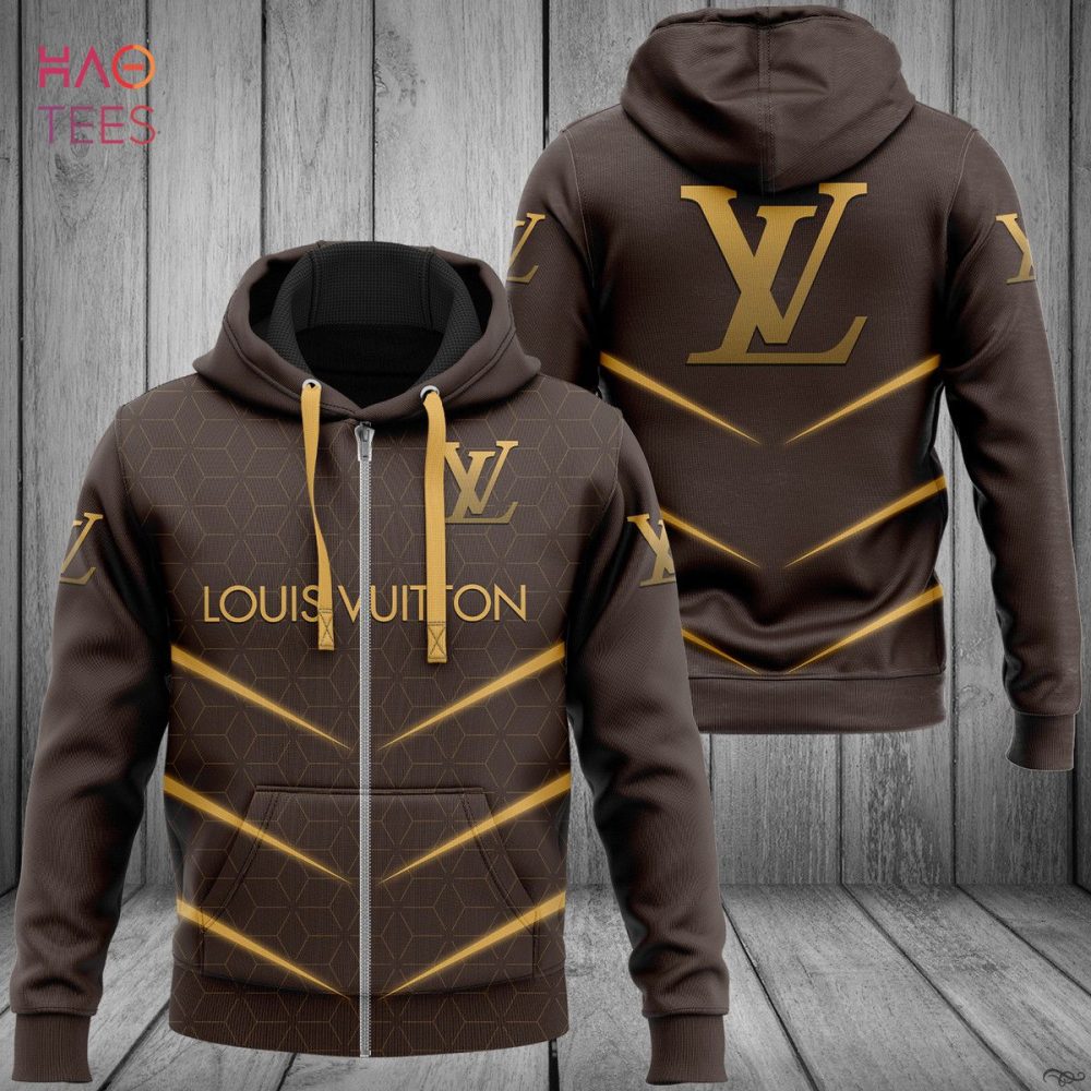 Louis Vuitton Stripe Gold Luxury 3D Hoodie Pod Design