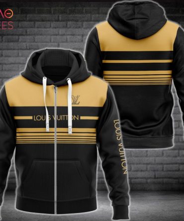 Louis Vuitton Luxury Brand Stripe Black Gold 3D Hoodie Limited Edition