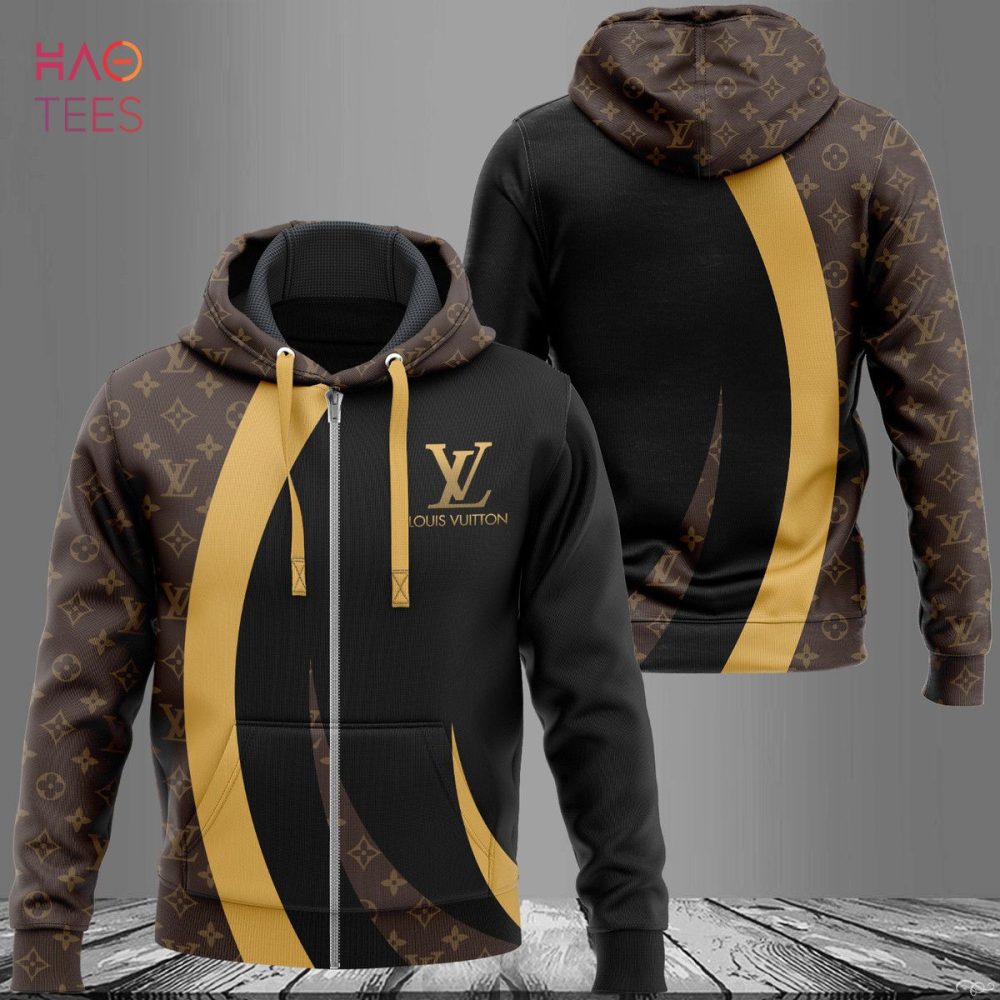 Louis Vuitton Logo Mix Black Luxury 3D Hoodie