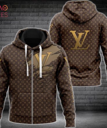 Louis Vuitton Dark Brown Luxury Hoodie Limited Editon