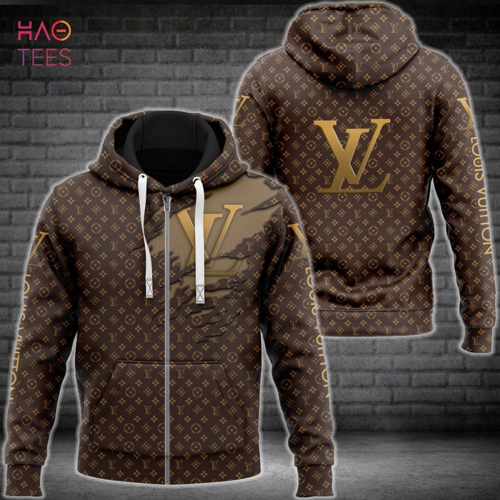 Louis Vuitton Dark Brown Luxury Hoodie Limited Editon