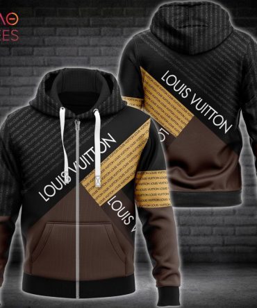 Louis Vuitton Logo Pattern Dark Color Luxury 3D Hoodie