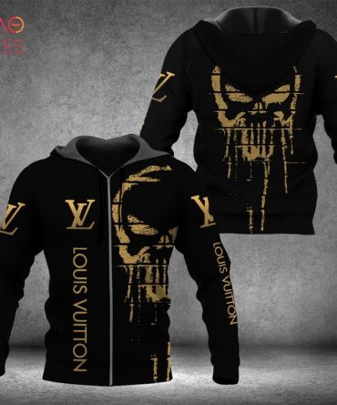 Louis Vuitton Gold Skull 3D Hoodie Limited Edition