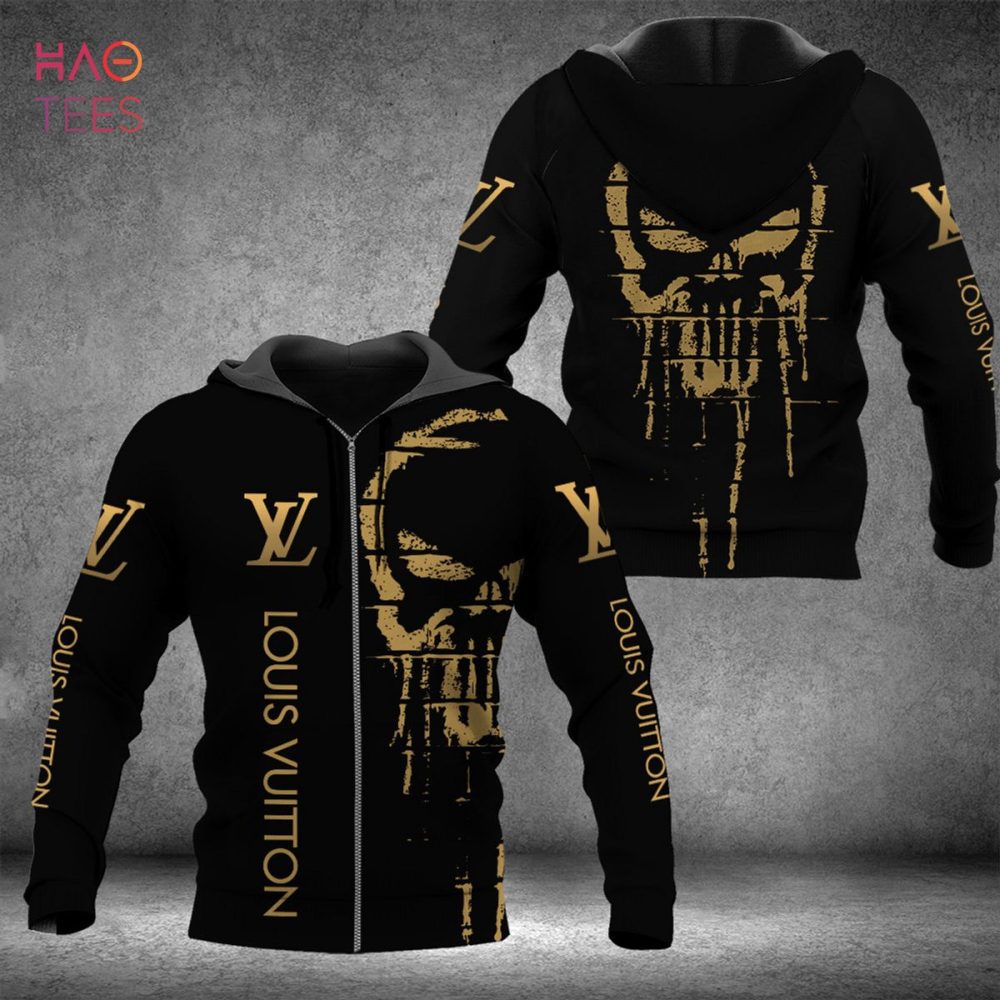 Louis Vuitton Gold Skull 3D Hoodie Limited Edition