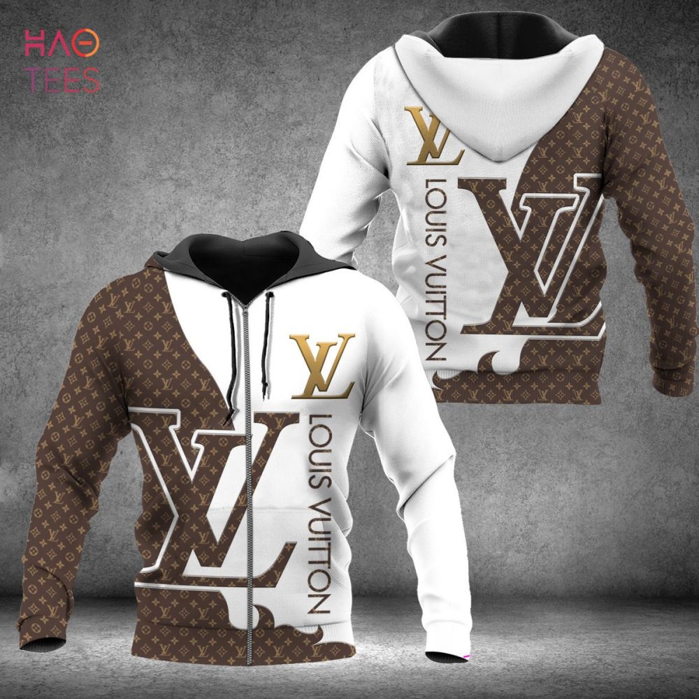 Louis Vuitton White Mix Brown Luxury Hoodie Limited Edition