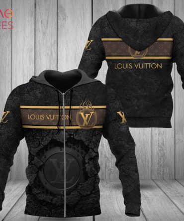 Louis Vuitton Full Black Luxury 3D Hoodie Pod Design