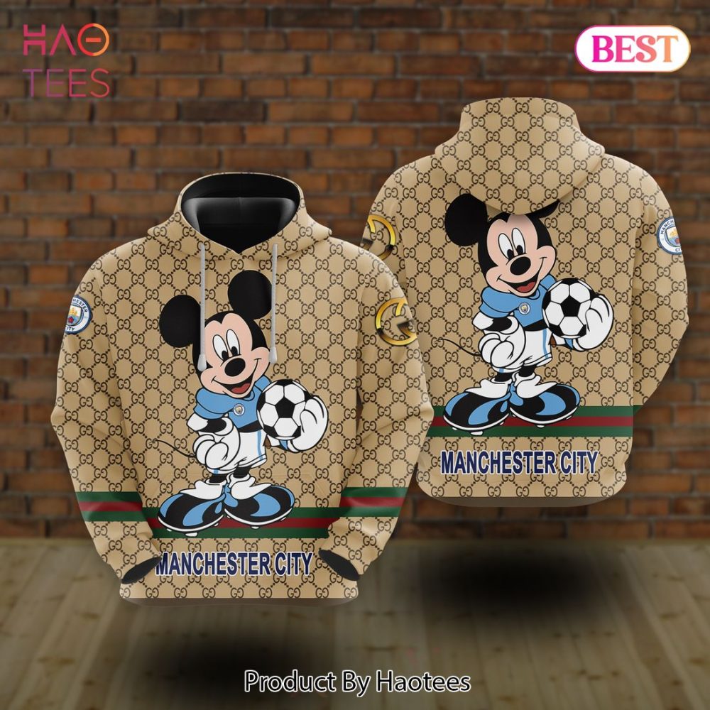Man City Gucci Mickey 3D Hoodie Luxury Brand Pod Design