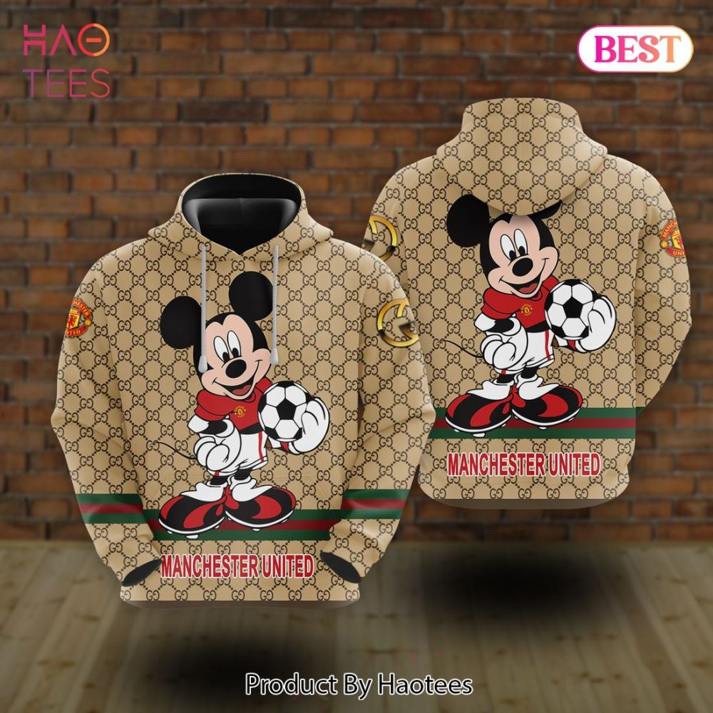 Manchester United Gucci Mickey 3D Hoodie Luxury Brand Pod Design
