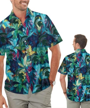 Michigan State Spartans Floral Tropical Hawaiian Shirt