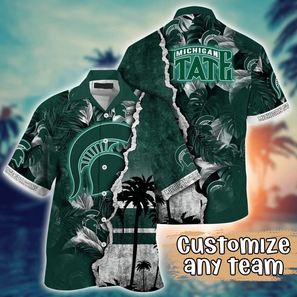 Michigan State Spartans Ncaa Hawaiian Shirt Custom Sun Showers Aloha Shirt