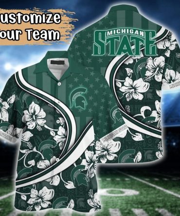 Michigan State Spartans Ncaa Us Flag Hawaiian Shirt Custom Summer Aloha Shirt