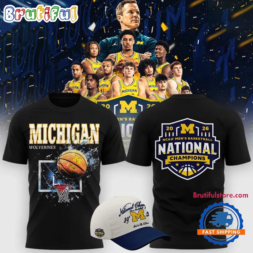 Michigan Wolverines 2026 Ncaa Men'S Basketball National Champions New Design Black T Shirt