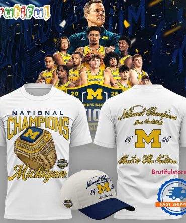 Michigan Wolverines 2026 Ncaa Men'S Basketball National Champions New Design White T Shirt