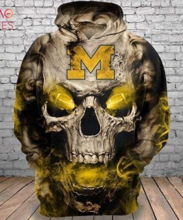 Michigan Wolverines Skull Michigan Wolverines 3D Hoodie All Over Print