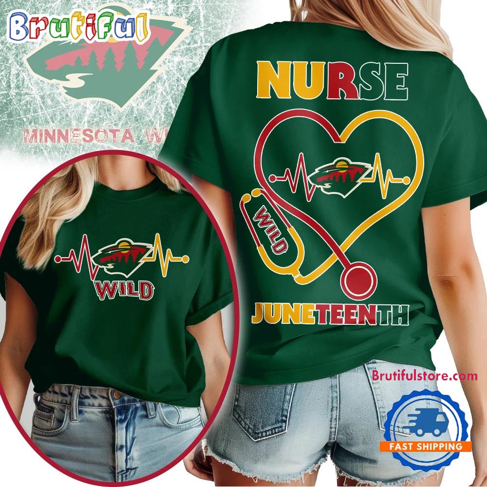 Minnesota Wild Nhl Nurse Appreciation Juneteenth Unisex 3D Shirt