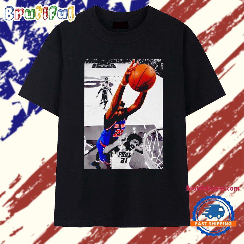 Mitchell Robinson Dunk On Joel Embiid Fan T Shirt