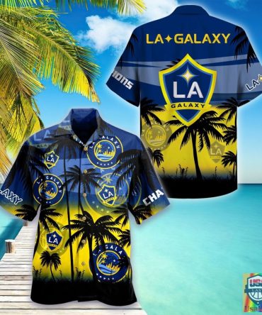 Mls La Galaxy Coconut Tree Beach Hawaiian Shirt
