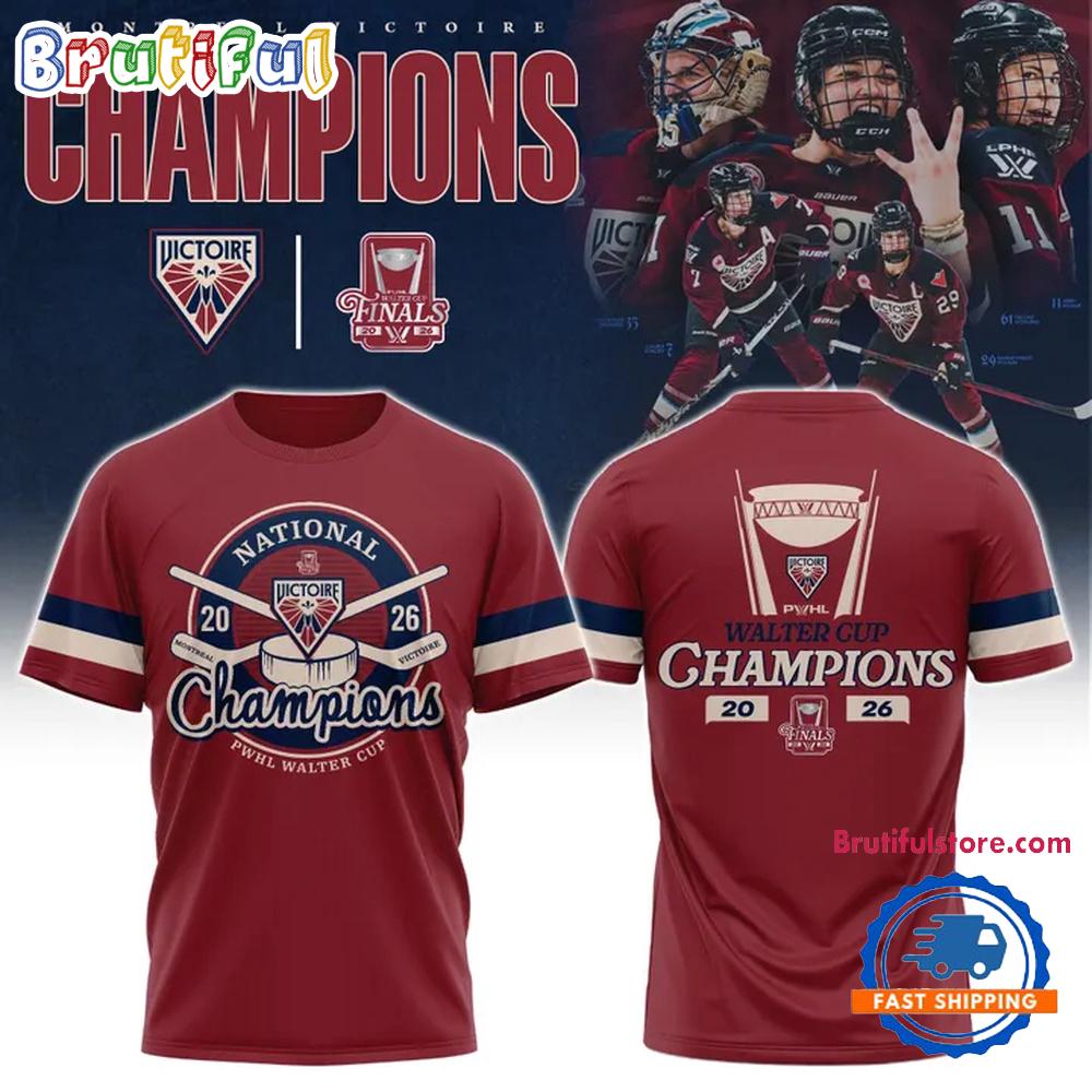Montreal Victoire 2026 Pwhl Walter Cup Champions All Over Printed T Shirt