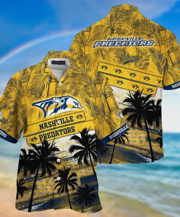 Nashville Predators Nhl Palm Tree Pattern Hawaii Shirt For Sports Fans Unisex Sport Hawaii Shirt