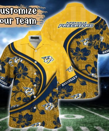 Nashville Predators Nhl Us Flag Hawaiian Shirt Custom Summer Aloha Shirt