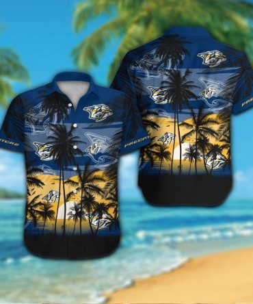 Nashville Predators Short Sleeve Button Up Tropical Shirt Hawaiian Shirt