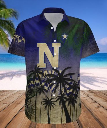 Navy Midshipmen Hawaii Shirt Coconut Tree Tropical Grunge – Ncaa